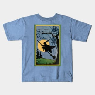 Vintage Look Halloween Flying Witch Kids T-Shirt